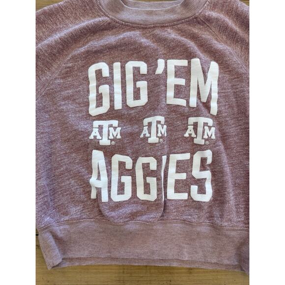 PINK Victoria’s Secret Gig Em Aggies Texas A&M Cropped Crewneck Sweatshirt M - Picture 2 of 6